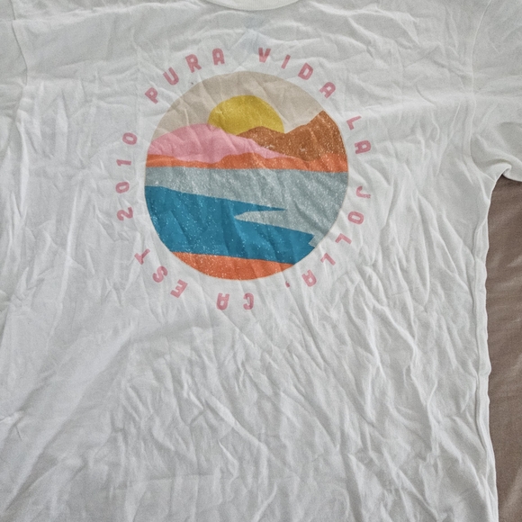 Pura Vida White Tee with Colorful Graphic - Short Sleeve Oversized - Picture 1 of 3